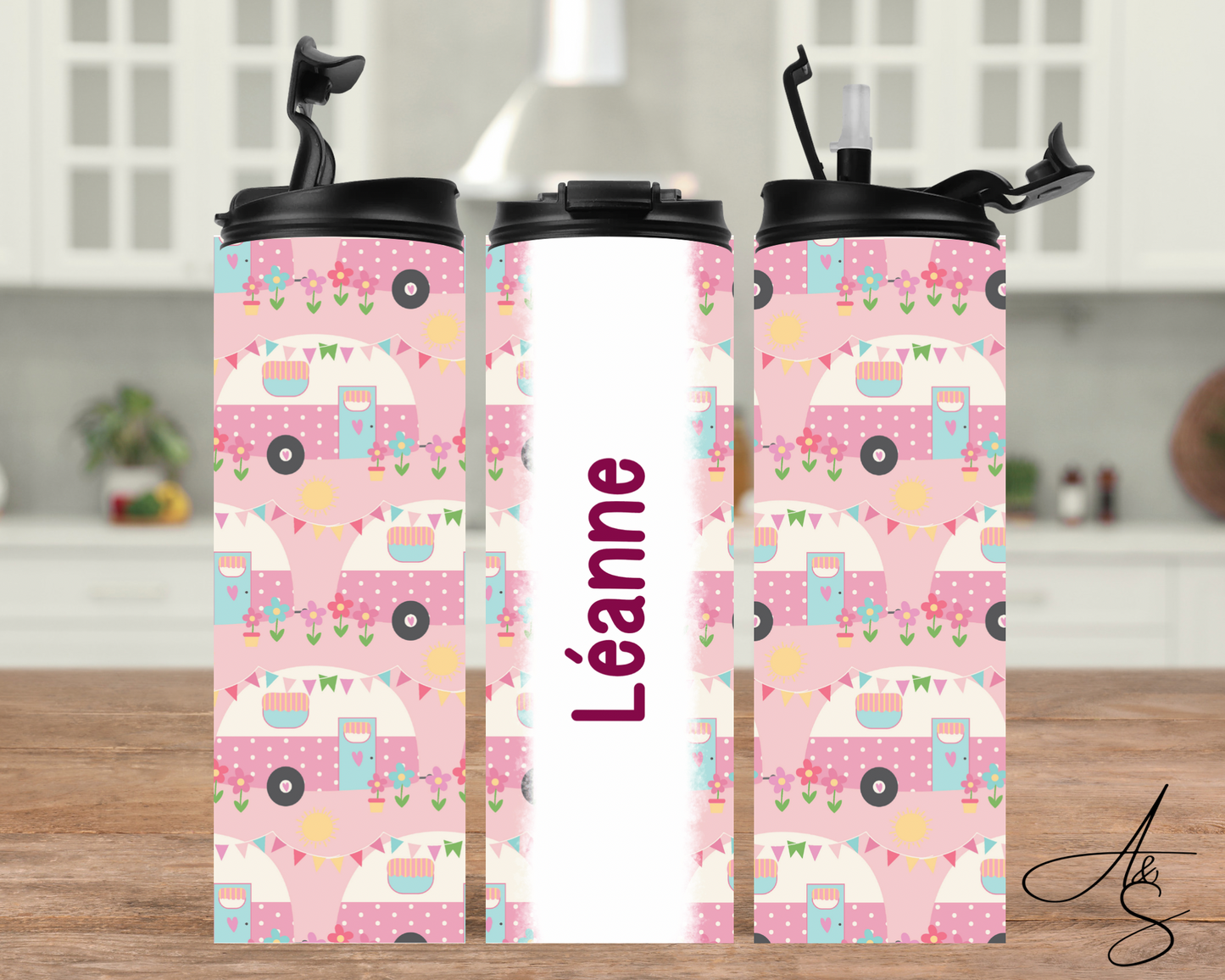 Roulotte rose personnalisable