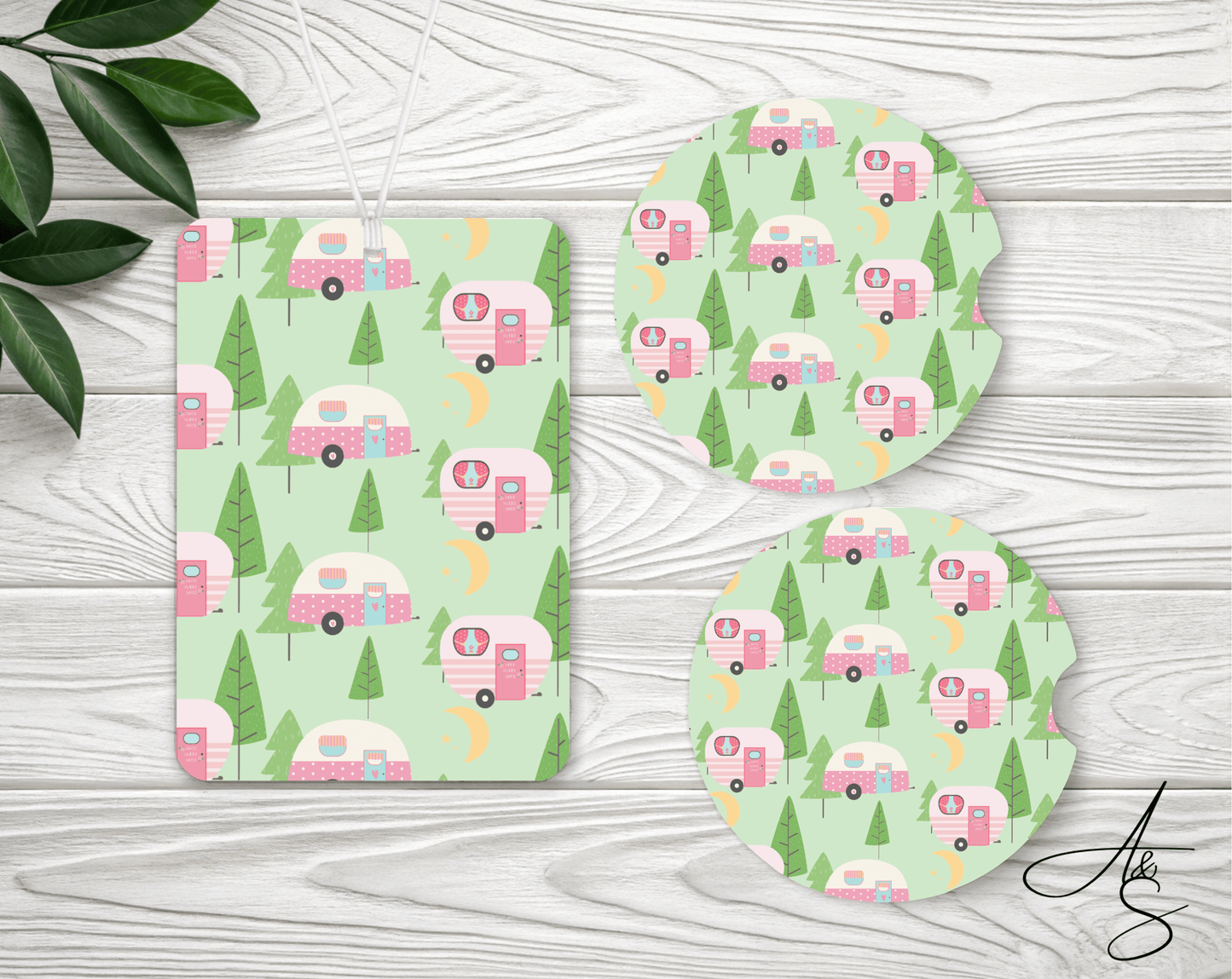 Ensemble roulotte rose