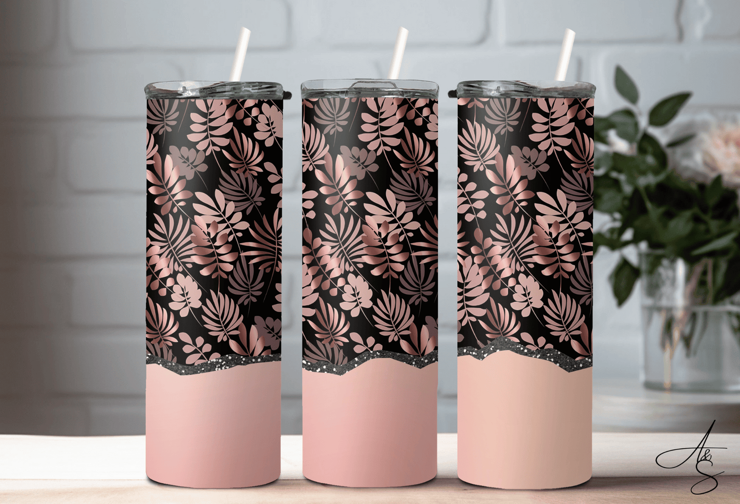 Feuille rose métallique