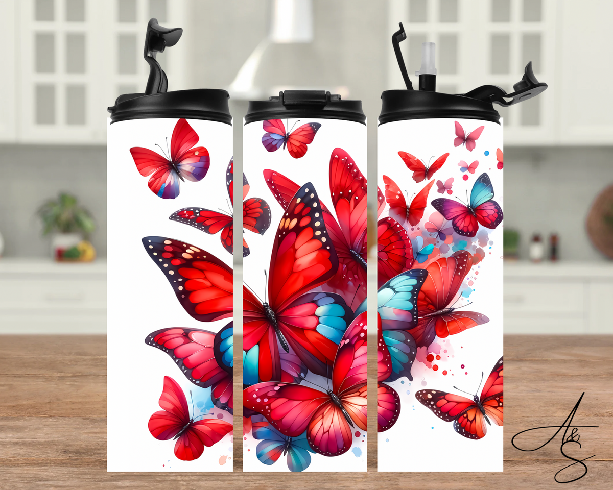 Papillons rouge & bleu