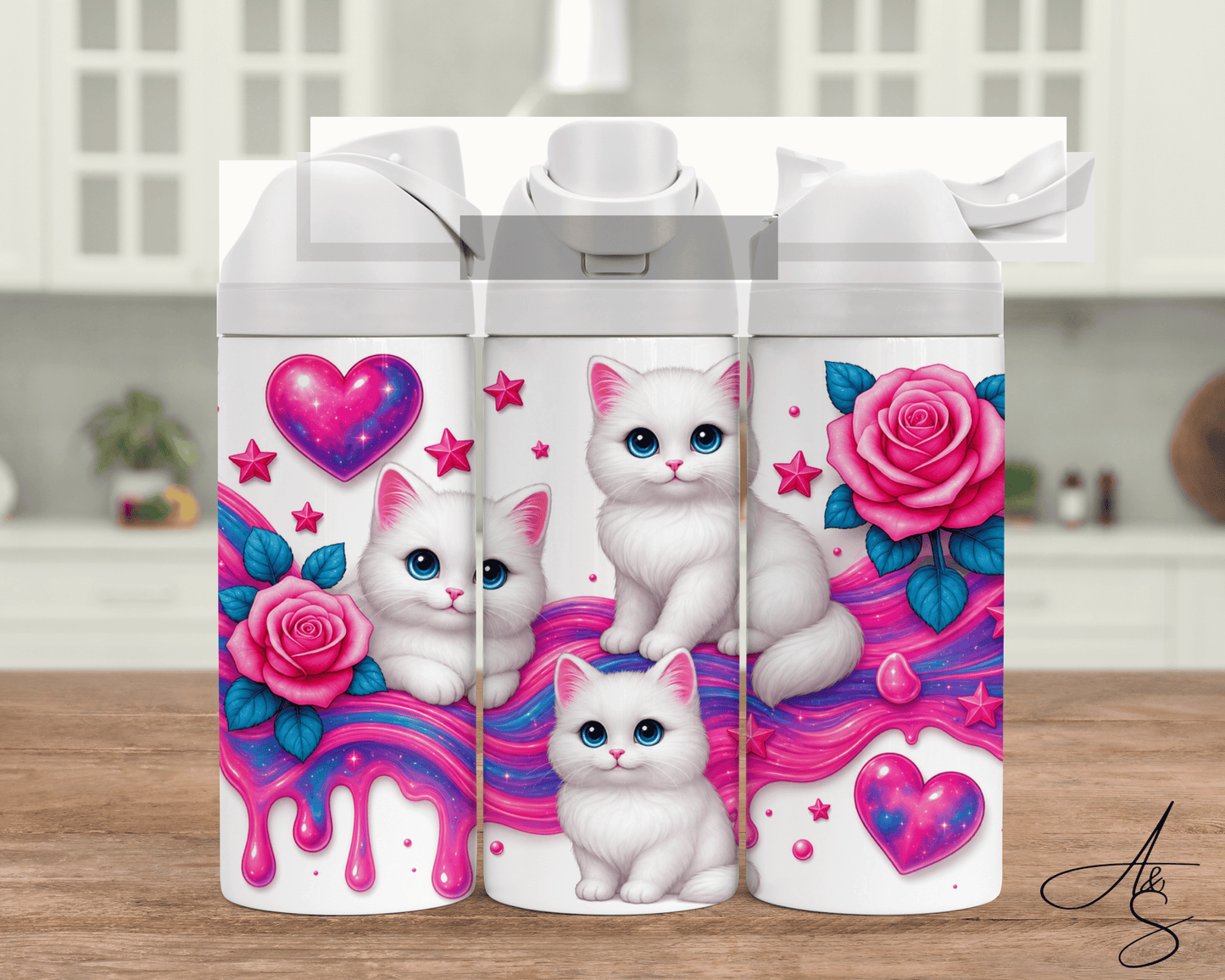 Chat blanc & rose
