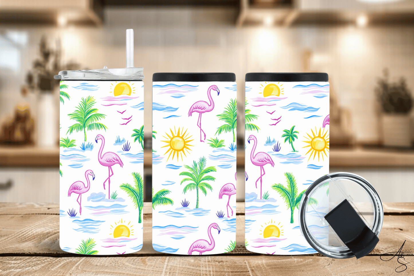 Flamant rose & soleil