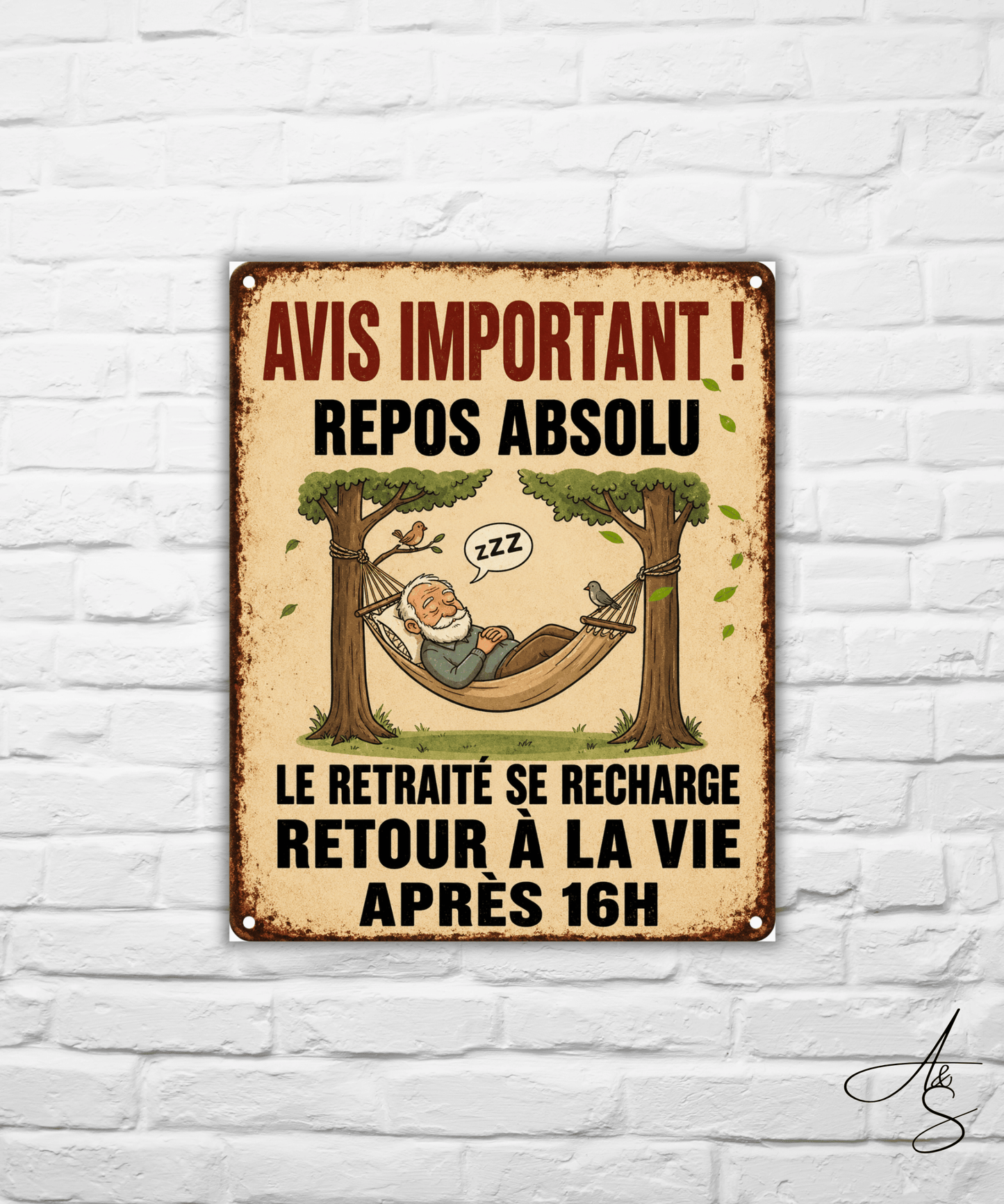 Avis important! Repos absolu le retraité se recharge