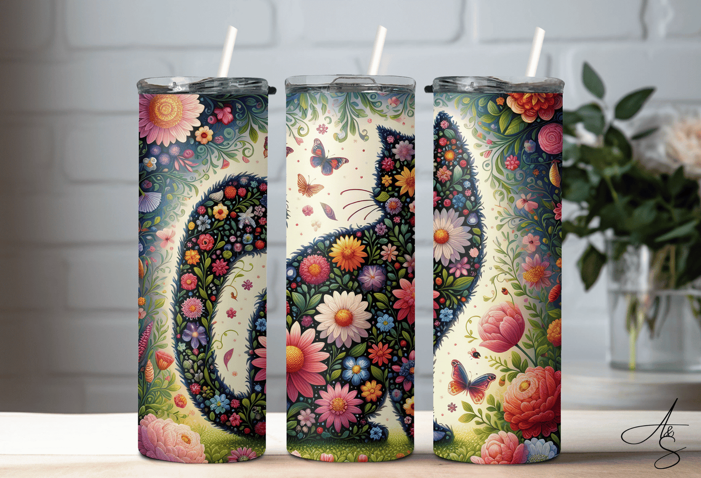 Chat fleuri