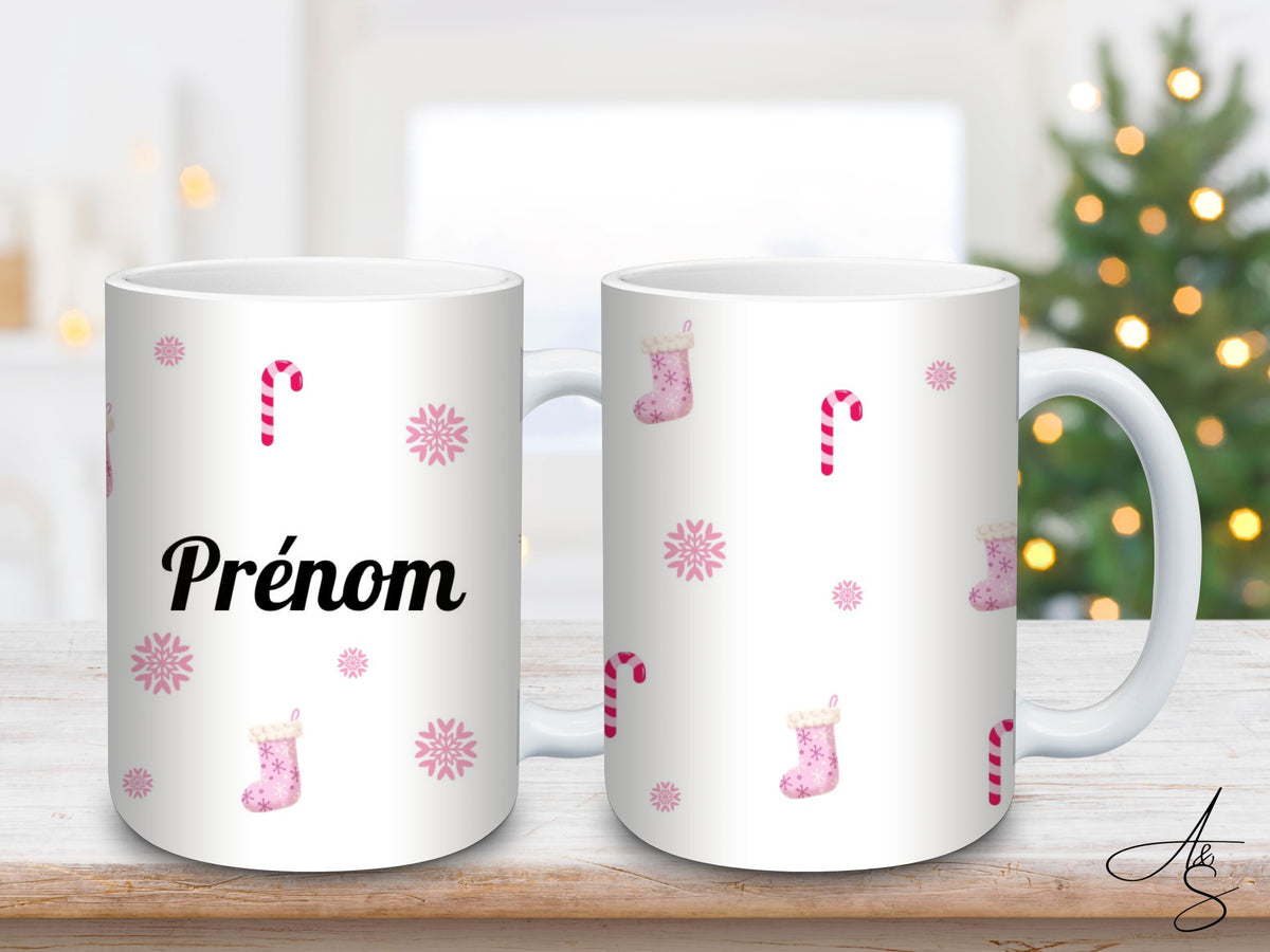 Personnalisé canne de Noël rose