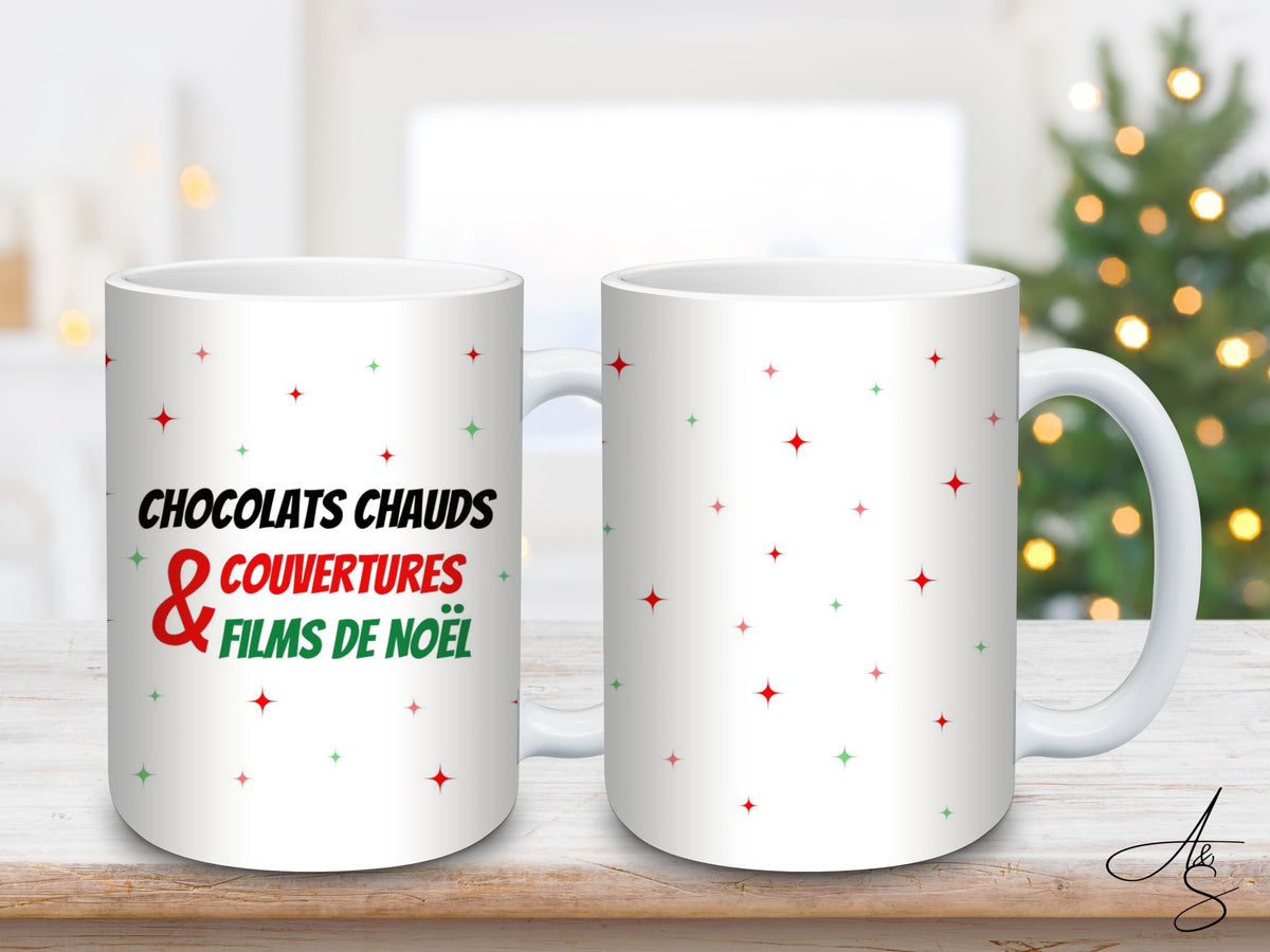 Chocolats chauds, couvertures & film de Noël
