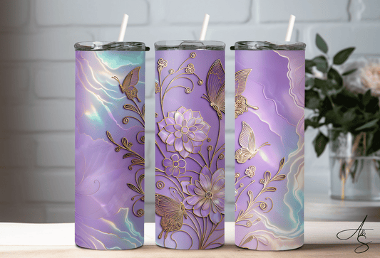 Fleurs & papillons or