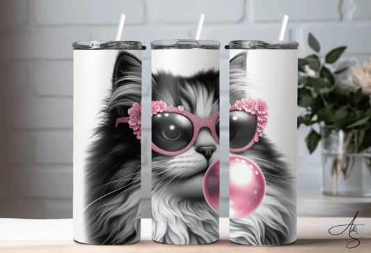 Chat & bulle de chewing-gum