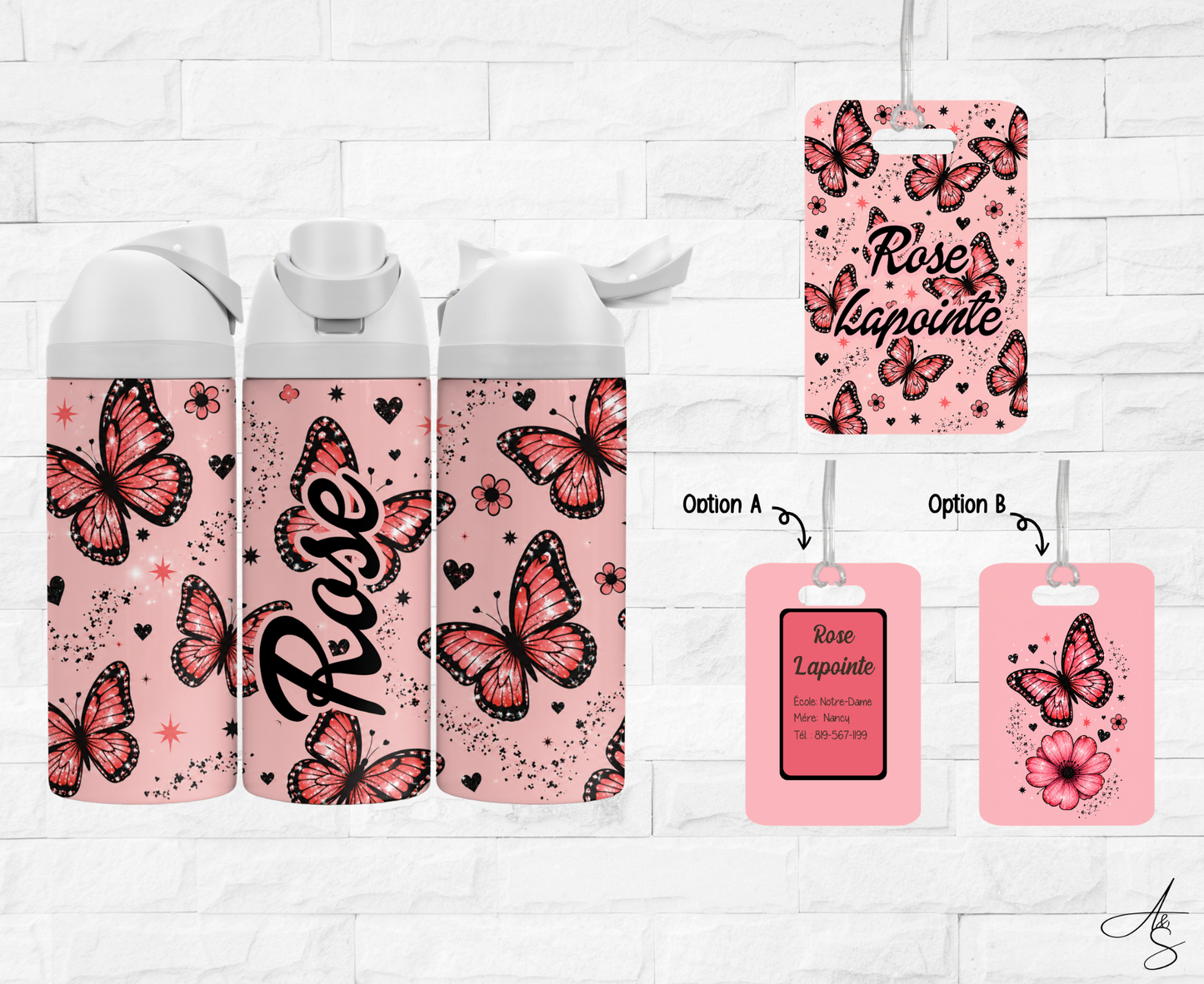 Ensemble papillon rose