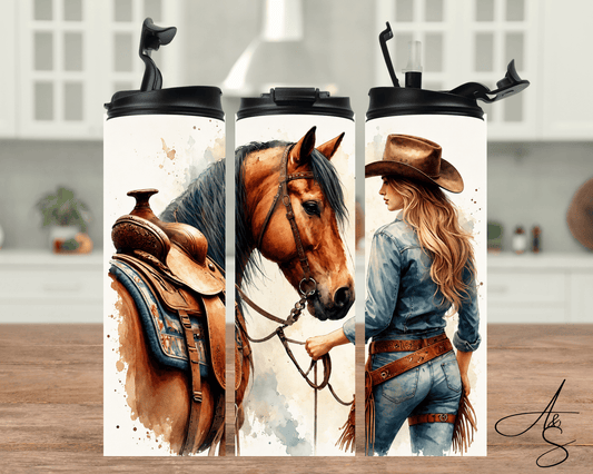 Cowgirl & son cheval