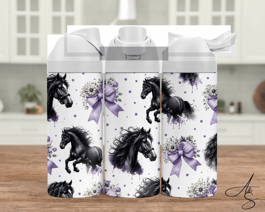 Cheval noir & boucle mauve