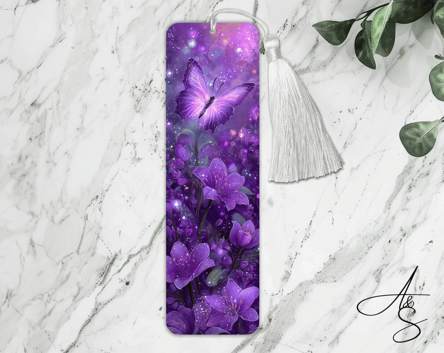 Fleurs & papillons mauve