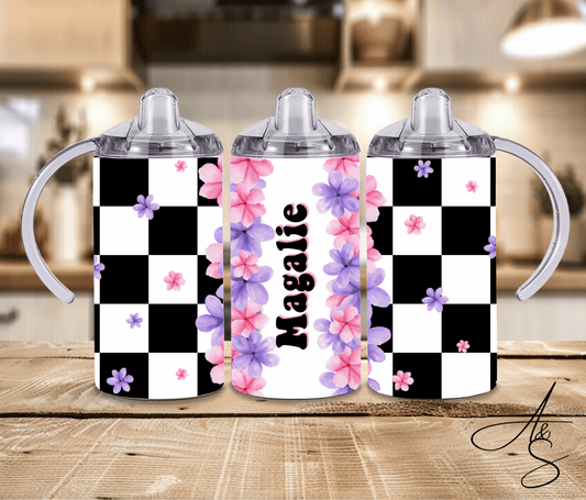 Personnalisée fleurs roses & mauves