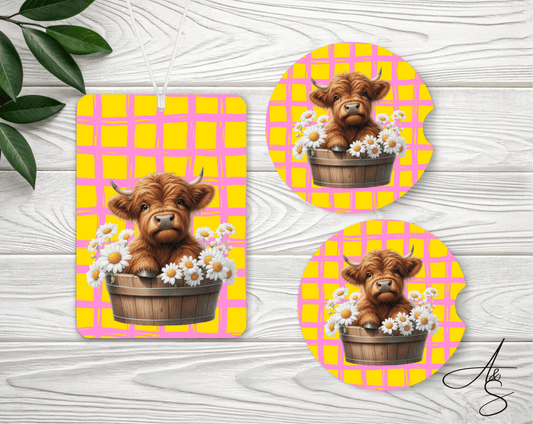 Ensemble Highland & marguerites