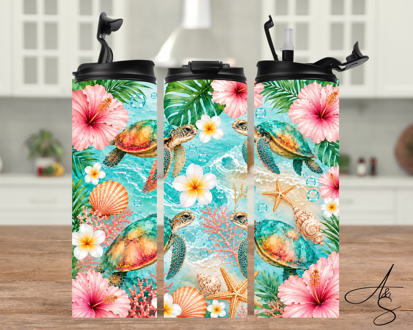 Tortue & hibiscus