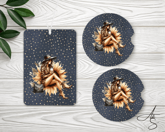 Ensemble femme & tournesols