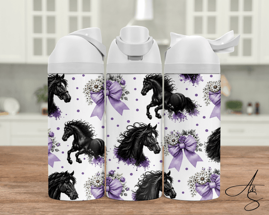 Cheval noir & boucle mauve