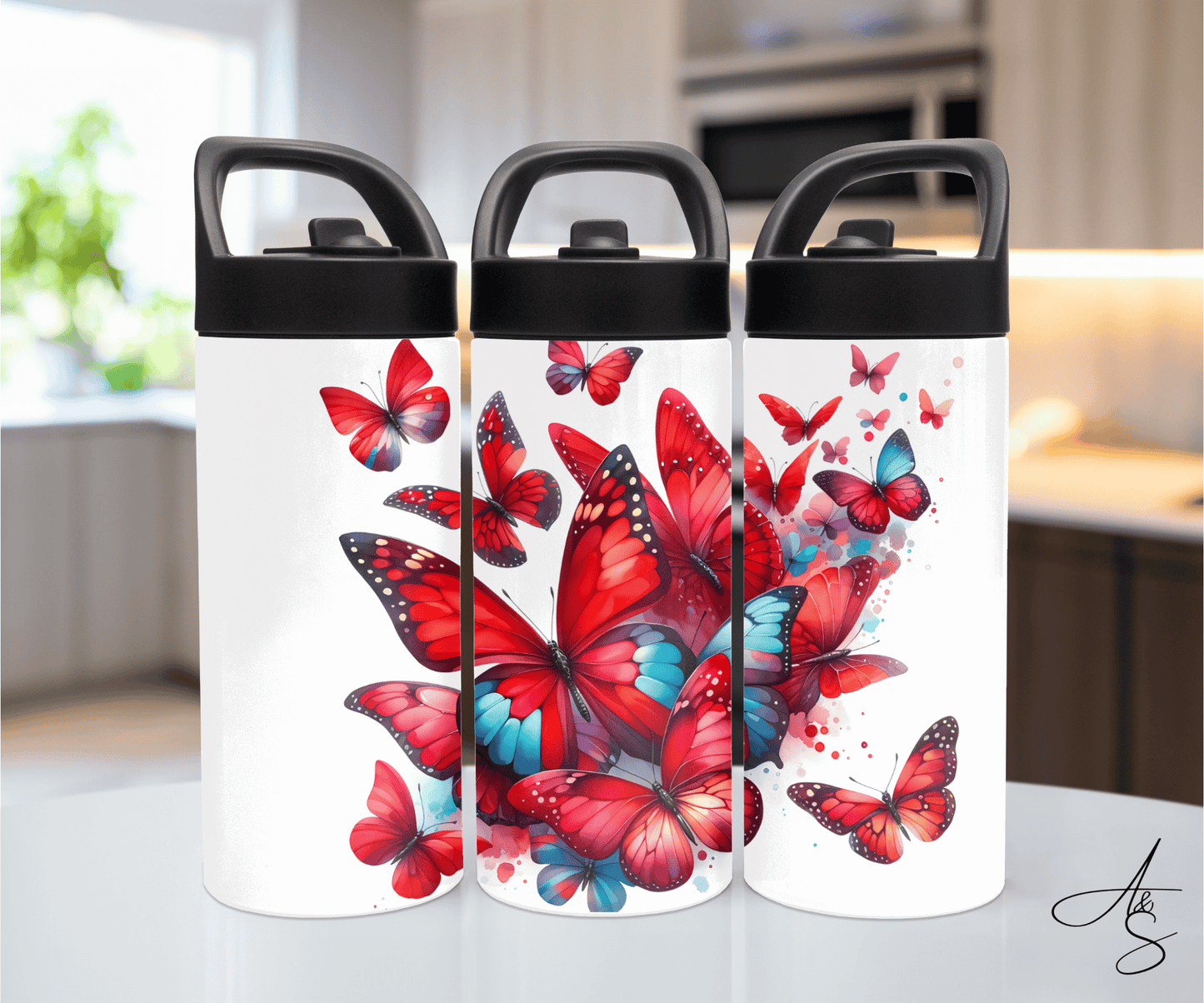 Papillons rouge & bleu