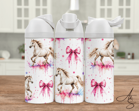 Cheval blanc et boucle rose