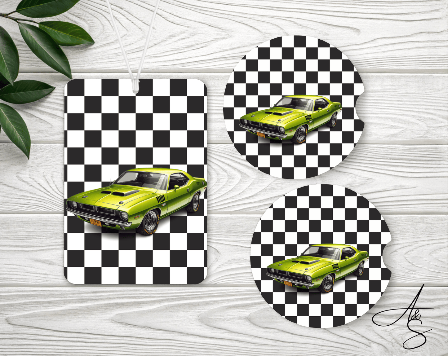 Ensemble voiture verte