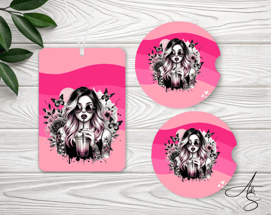 Ensemble femme & café glacé