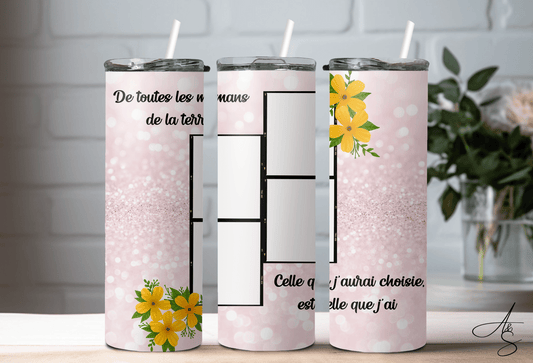 Cadeau pour maman rose brillant personnalisée