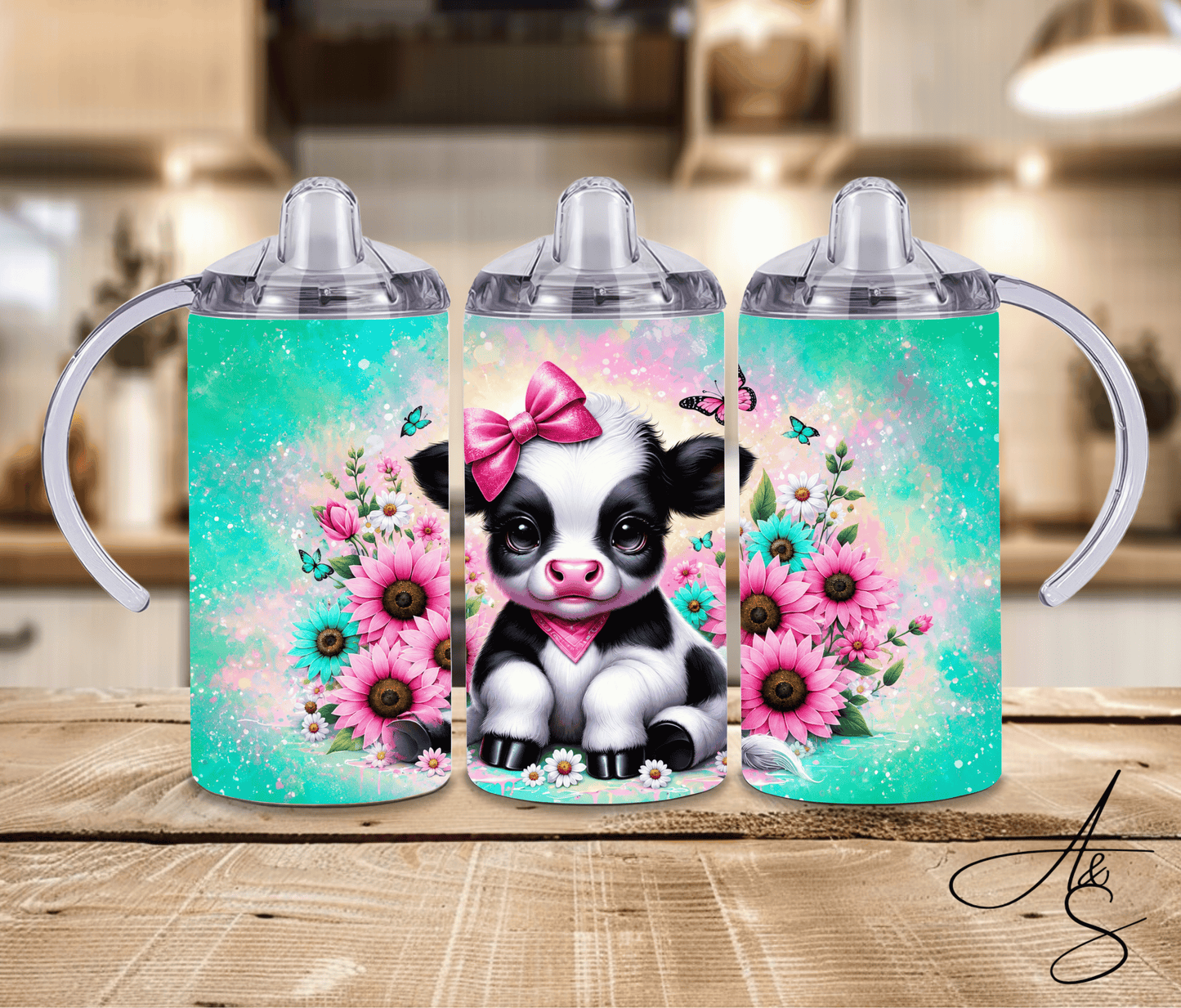 Vache et fleurs