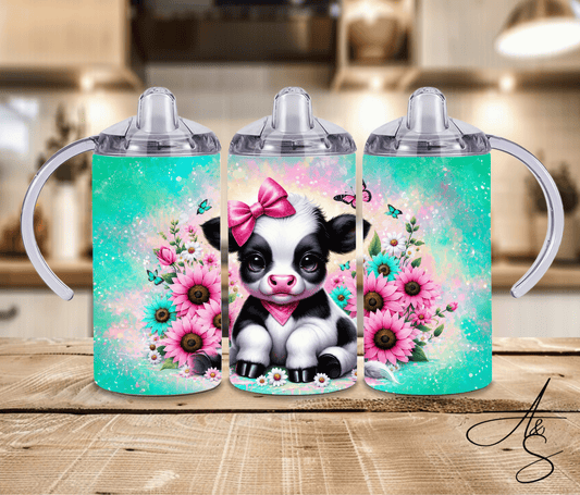 Vache et fleurs
