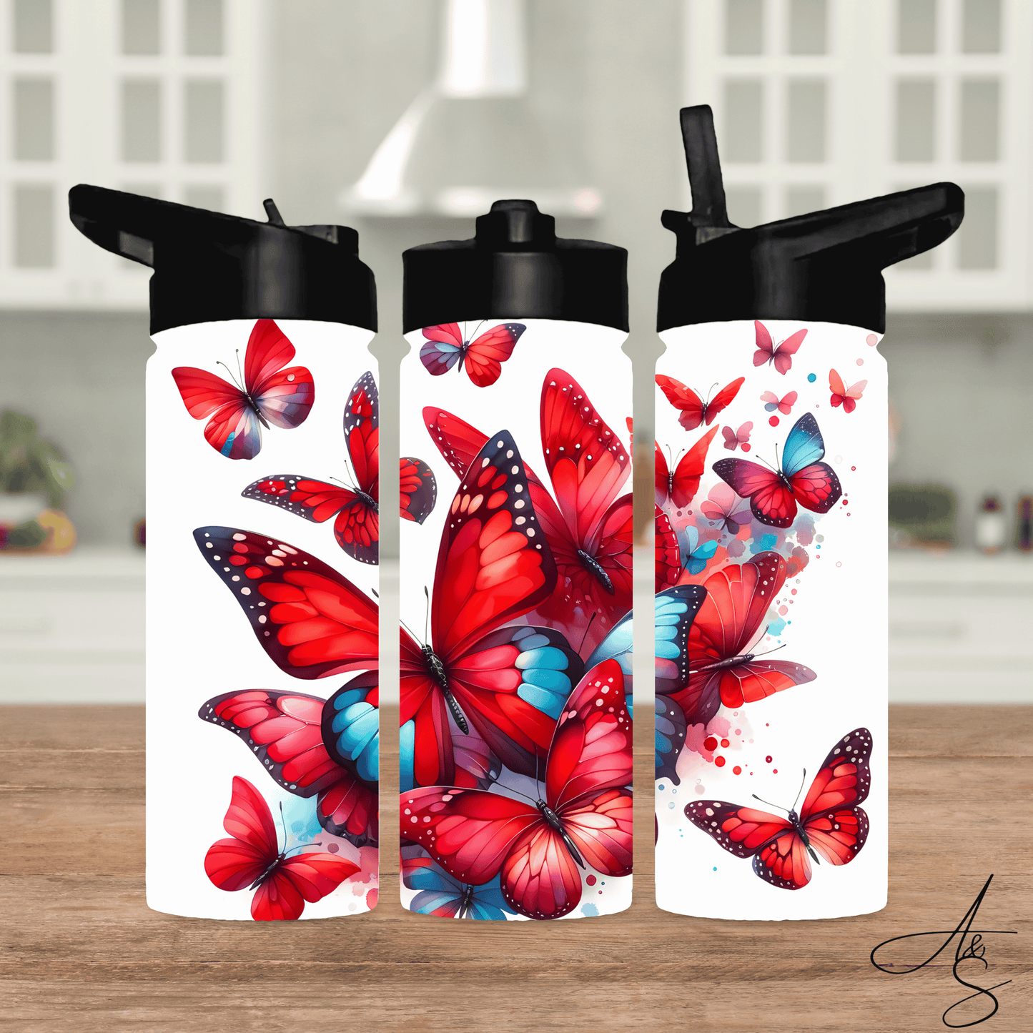 Papillons rouge & bleu