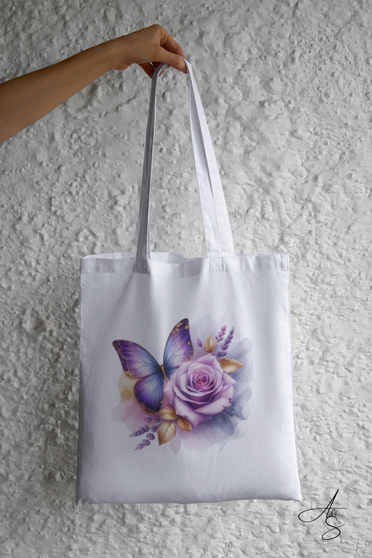 Rose mauve & papillon