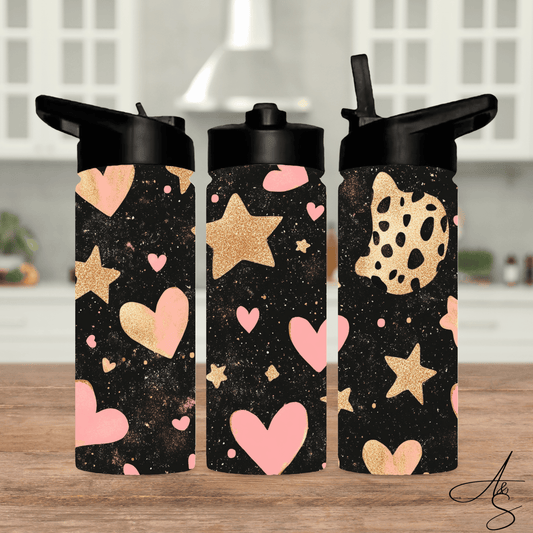 Cœur rose & léopard or