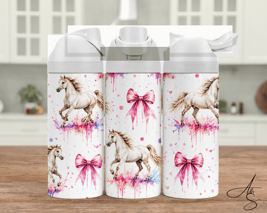 Cheval blanc et boucle rose