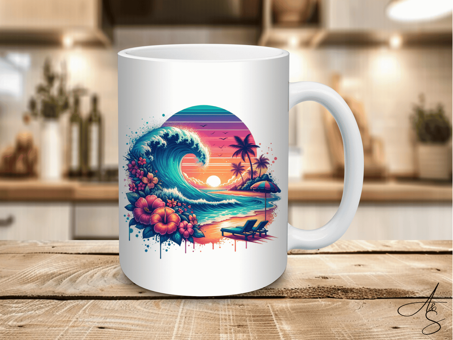 Vague & couché de soleil