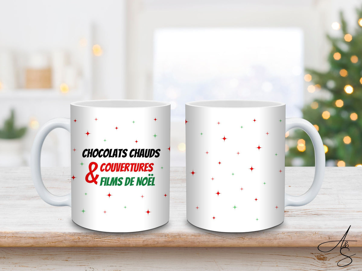 Chocolats chauds, couvertures & film de Noël