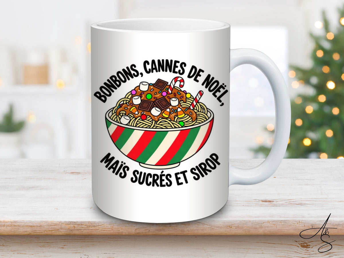 Bonbons, canne de Noël, mais sucrés et sirop