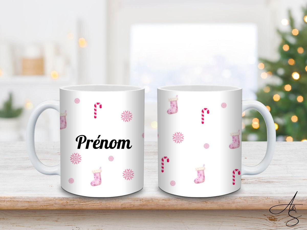 Personnalisé canne de Noël rose